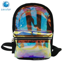 Trendy Color Intrigue TPU Mini Backpack Bag for Girls Casual Bling Travel Daily Small Pack